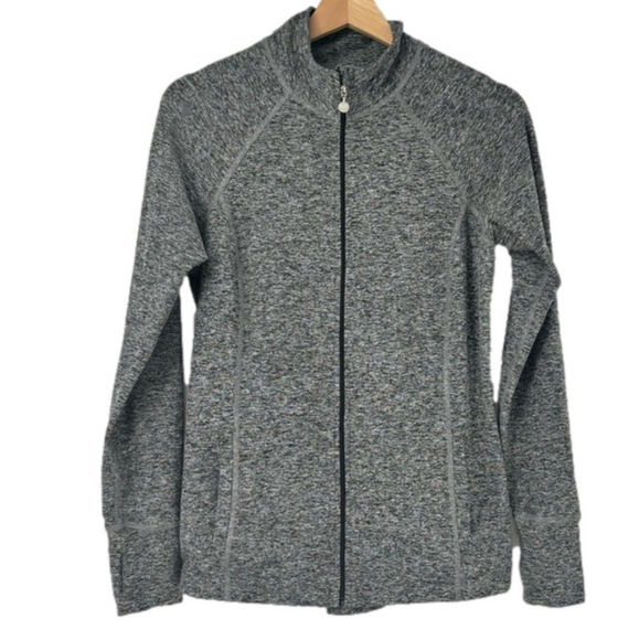 Beyond Yoga Jackets & Blazers - Beyond Yoga heather gray zip front athletic workout jacket cinched waist medium
